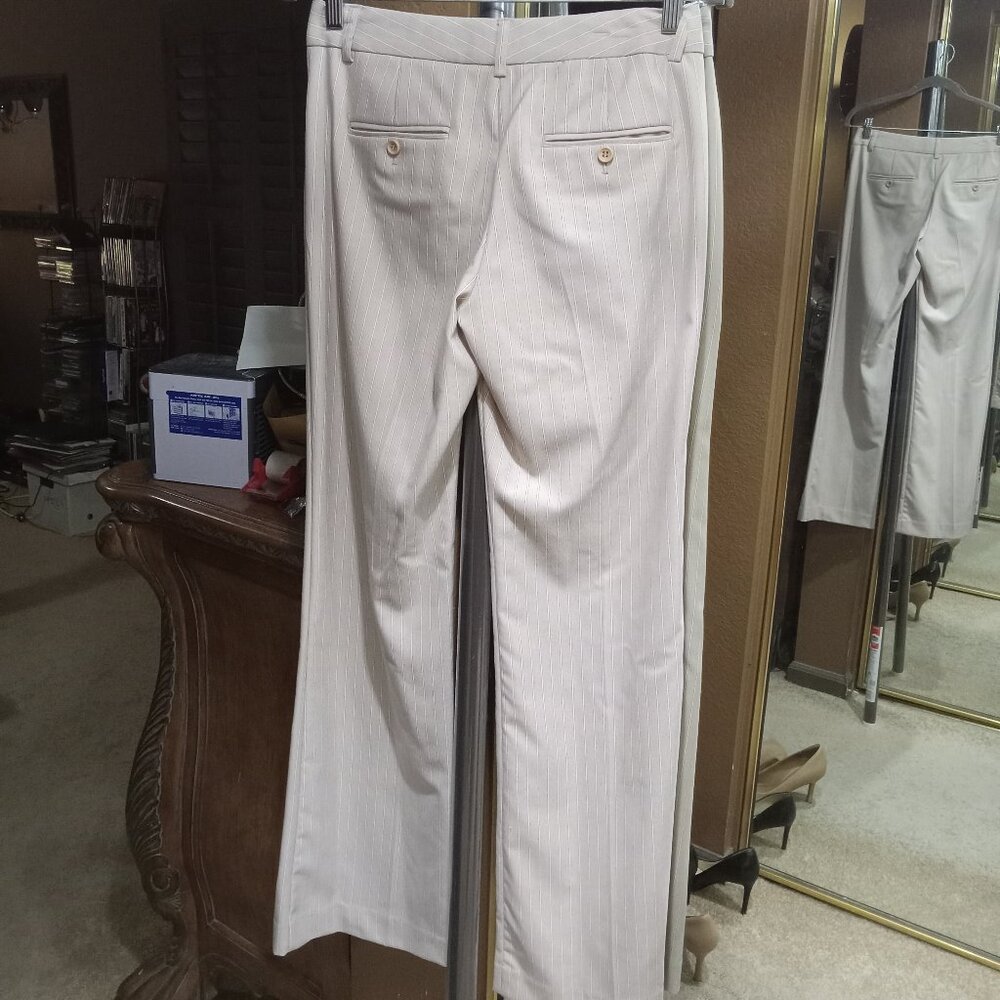 Express Design Studio "Editor" Slacks Beige W/Whi… - image 2